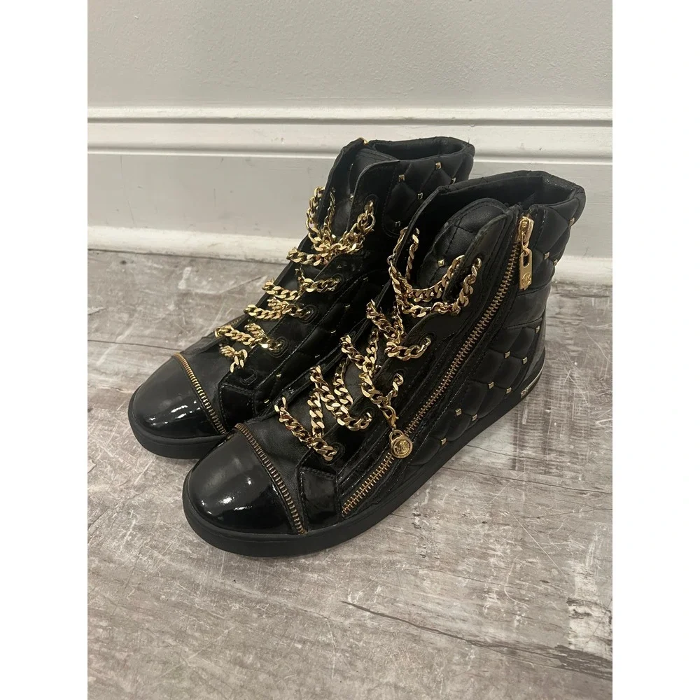 Michael Kors Urban Chain Sport Luxe High-Top Sneaker Women SZ 10M Black Quilted